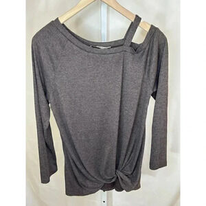 2/$30 Yidarton Heathered Brown Off Shoulder Long Sleeve Top M